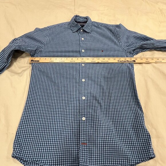 Tommy Hilfiger Blue Checkered Long Sleeve Button Up Shirt Mens Size XS - Picture 8 of 13